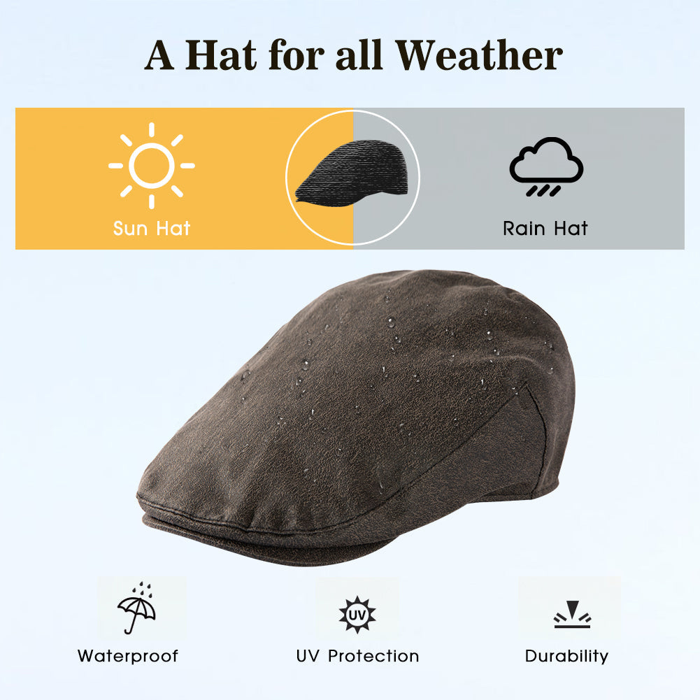 Waterproof Waxed Cotton Flat Cap M/L/XL/XXL/3XL TOP-EX