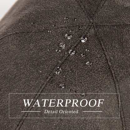 Faux Leather Waterproof Flat Cap with Cotton Lining