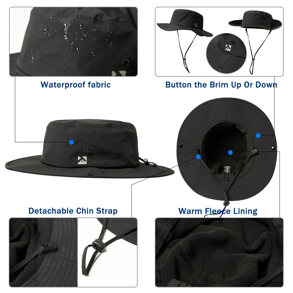Waterproof Bucket Rain Hat Fleece Lined M/L/XL/XXL TOP-EX