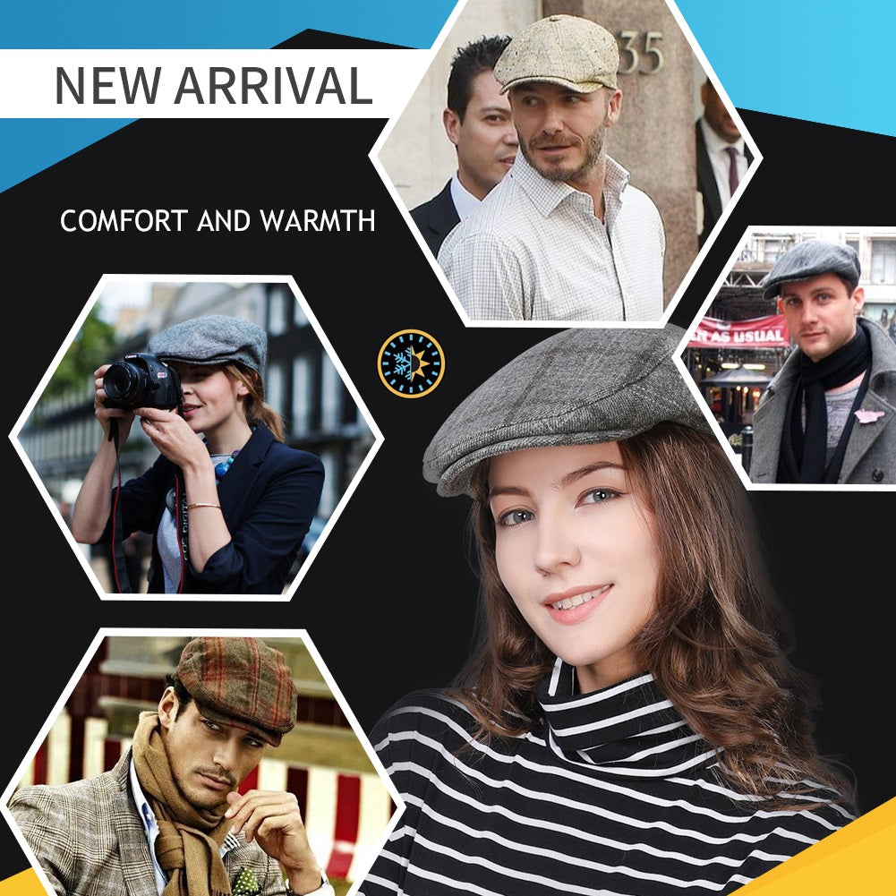TOP-EX Mens Newsboy Flat Caps Wool Cap Earflap Hats TOP-EX