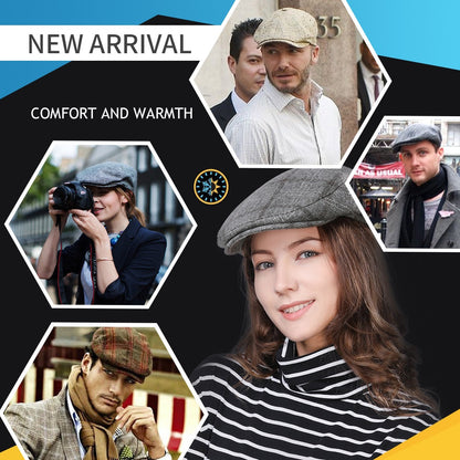 TOP-EX Mens Newsboy Flat Caps Wool Cap Earflap Hats TOP-EX