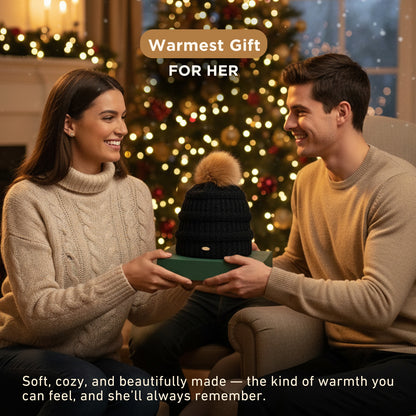 ChicPony Merino Wool Fleece-Lined Beanie with Ponytail Hole