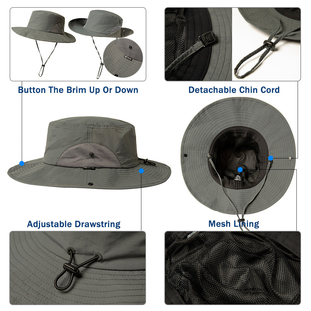 TOP-EX Oversized XL XXL Mens Golf Bucket Sun Hats Big Head Boonie Safari Wide Brim Waterproof UPF50+ Fishing TOP-EX