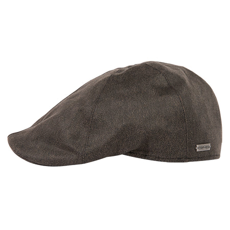 Faux Leather Waterproof Flat Cap with Cotton Lining