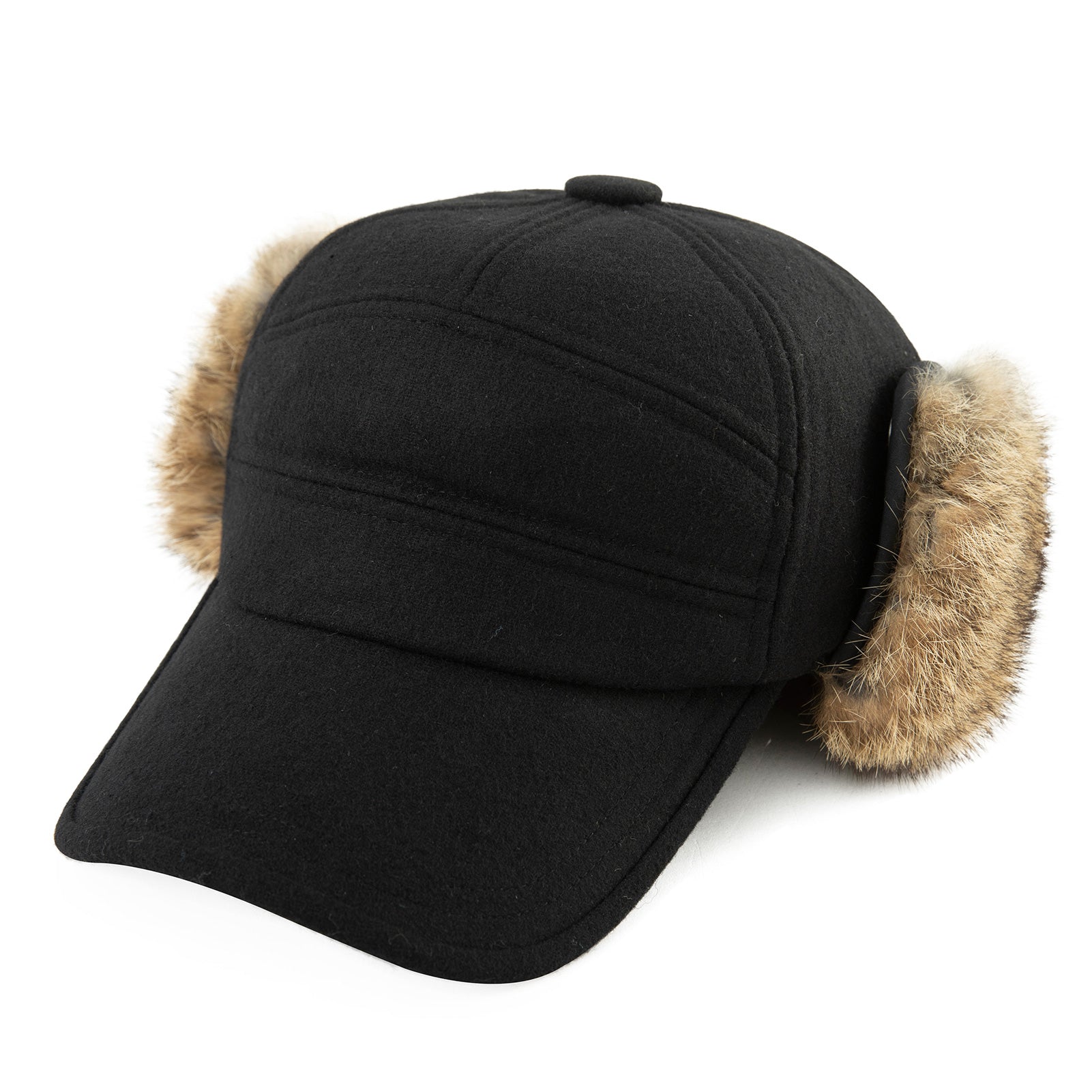 Comhats Wool Baseball Cap Men Fur Hunting Trapper Dad Hats Sports Earflap Unisex M L XL TOP-EX