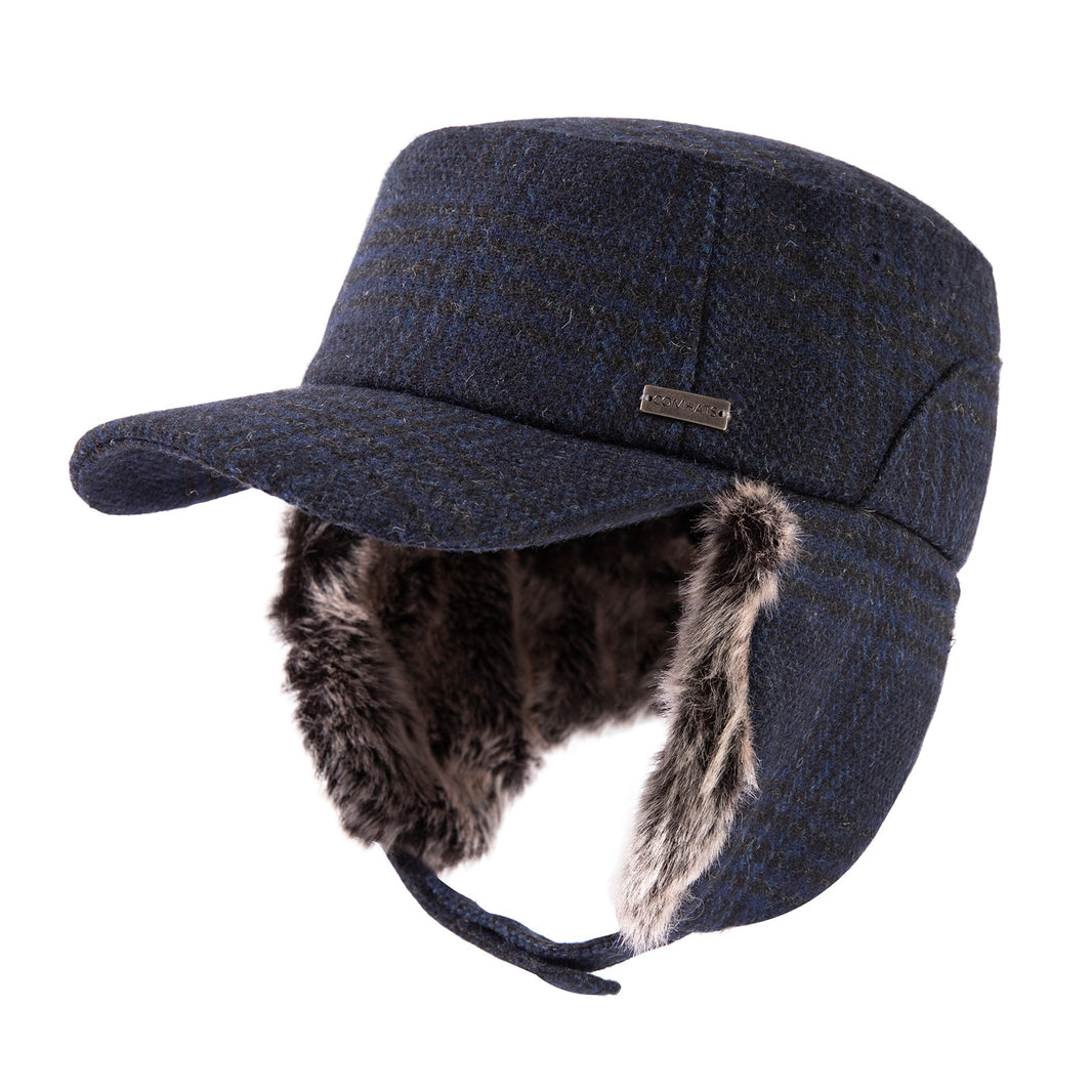 Oversized Trapper Hat with Faux Fur Earflaps & Quilted Lining