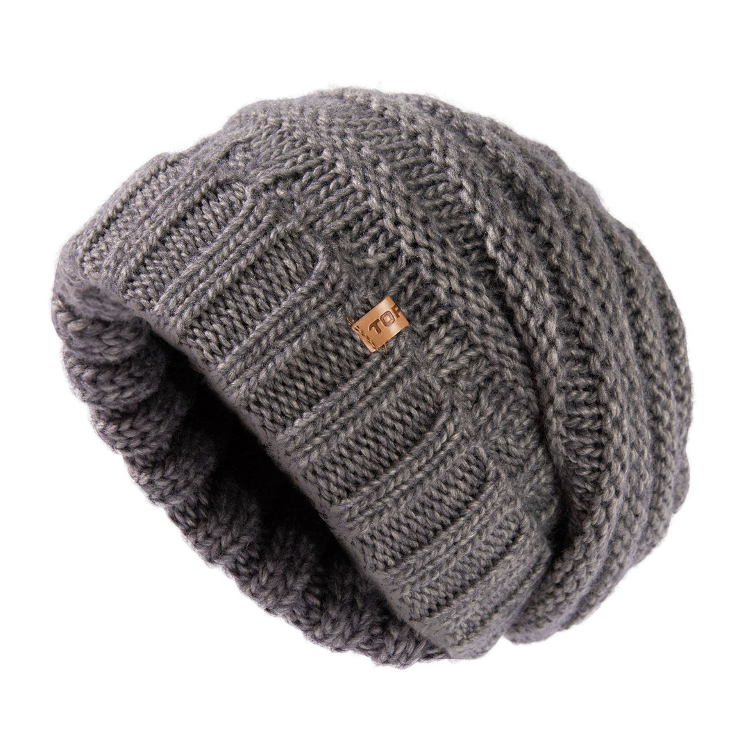 100% Merino Wool Slouchy Beanie for Women Fleece Lining TOP-EX