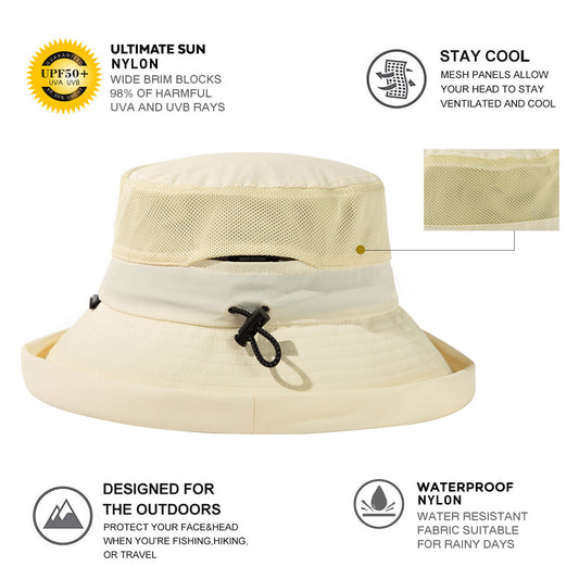 TOP-EX XL/XXL Women’s Wide Brim Bucket Sun Hat with Ponytail Hole UPF 50 Summer Packable Sunhat for Travel Beach Outdoor