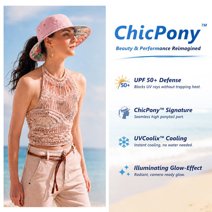 ChicPony™ UVCoolix Cooling Ponytail Bucket Sun Hat