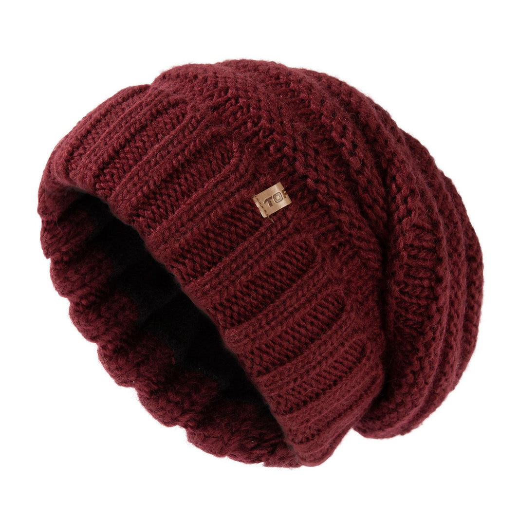 100% Merino Wool Slouchy Beanie for Women Fleece Lining TOP-EX