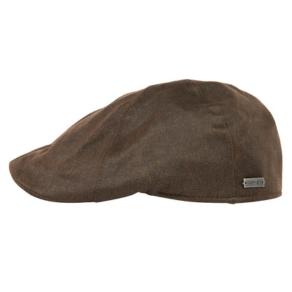 Faux Leather Waterproof Flat Cap with Cotton Lining