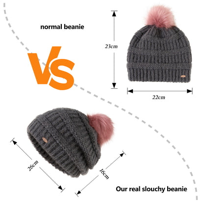 ChicPony Merino Wool Fleece-Lined Beanie with Ponytail Hole