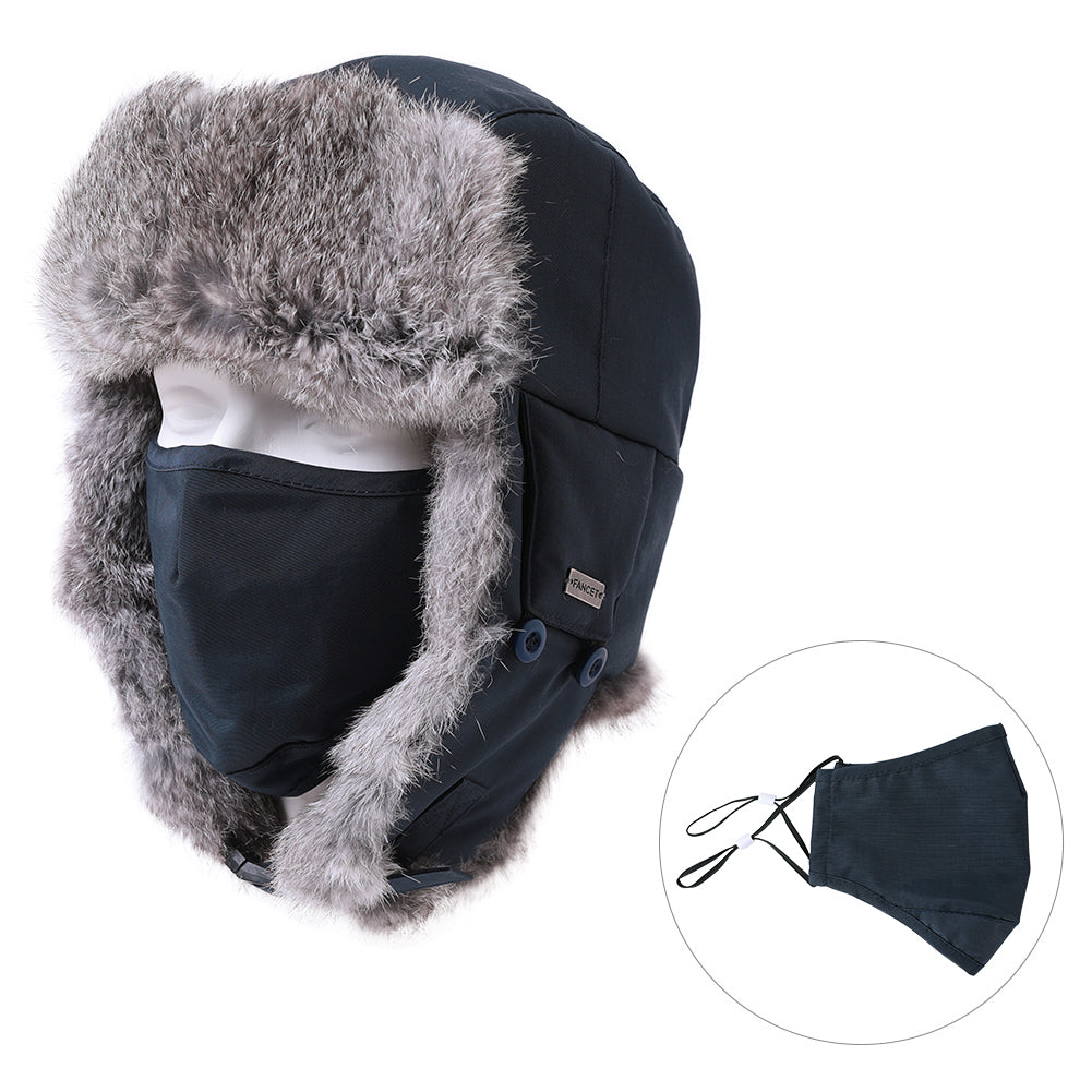 100% Rabbit Fur Russian Ushanka Earflap Trapper Hat M/L/XL/XXL/3XL TOP-EX