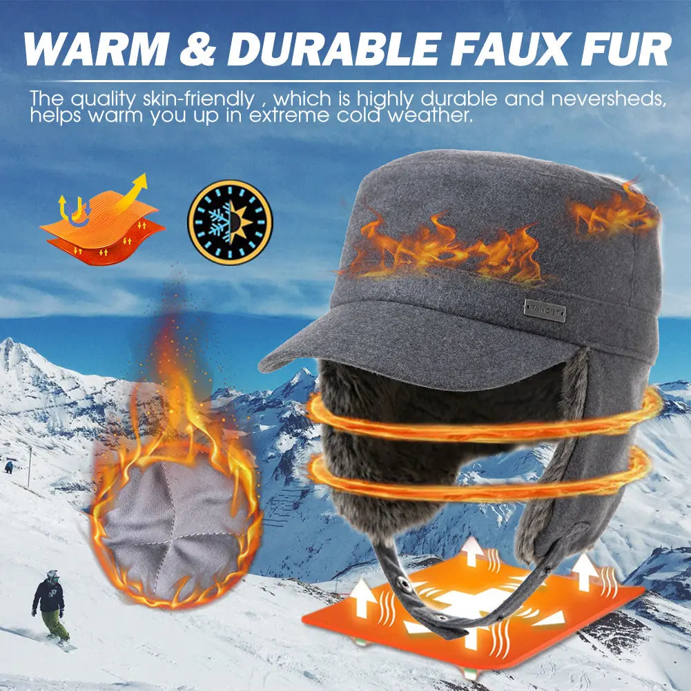 TOP-EX Trapper Hat Earflap Elmer Fudd Military Baseball Cap Winter Warm Unisex TOP-EX