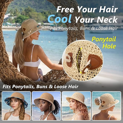 UVCoolix™ ChicPony Cooling UPF80+ Wide Brim Straw Sun Hat