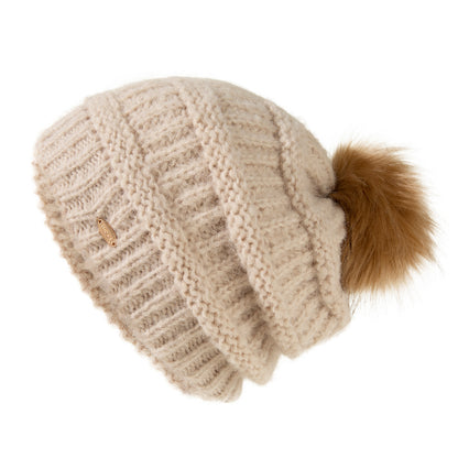 ChicPony Merino Wool Fleece-Lined Beanie with Ponytail Hole