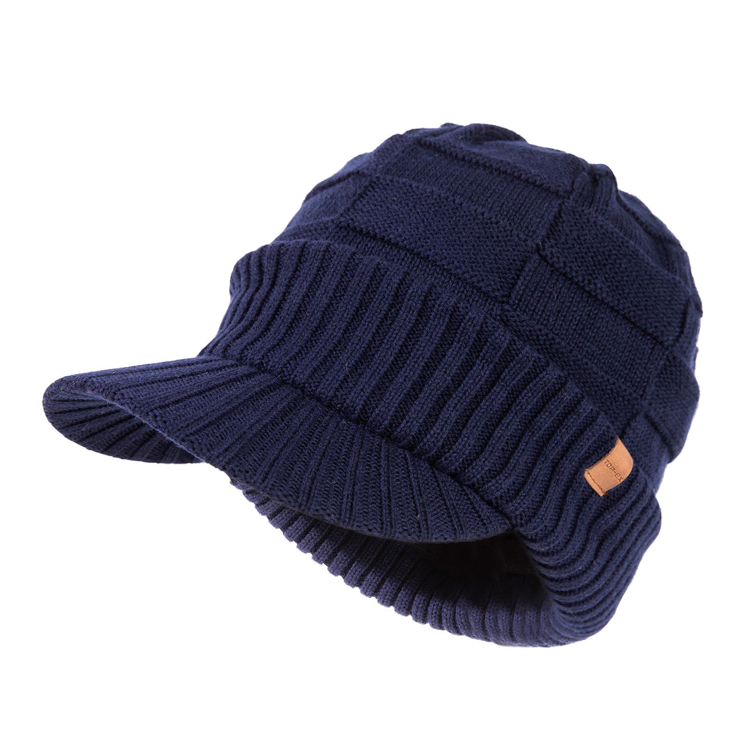 DryKnit™ Waterproof Merino Wool Beanie with Brim – Fleece Lined Winter Hat for Large Heads