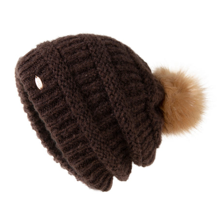 ChicPony Merino Wool Fleece-Lined Beanie with Ponytail Hole