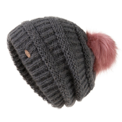 ChicPony Merino Wool Fleece-Lined Beanie with Ponytail Hole