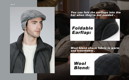 TOP-EX Mens Newsboy Flat Caps Wool Cap Earflap Hats TOP-EX