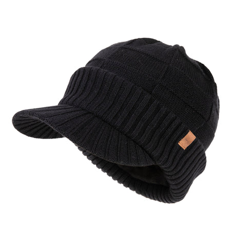 DryKnit™ Waterproof Merino Wool Beanie with Brim – Fleece Lined Winter Hat for Large Heads