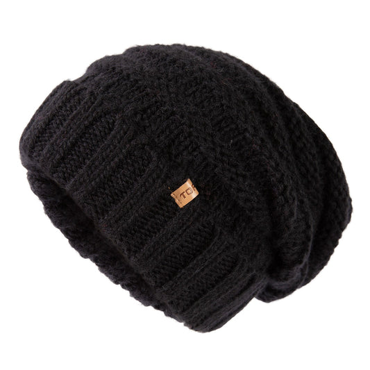 100% Merino Wool Slouchy Beanie for Women Fleece Lining TOP-EX