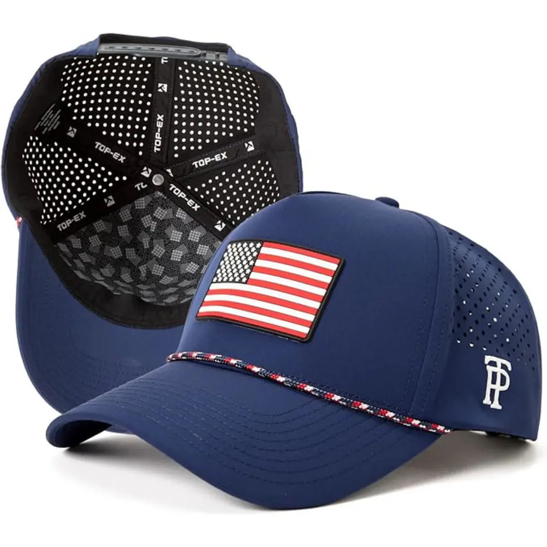 Navy American Flag Rope Golf Cap UVCoolix™ Snapback TOP-EX