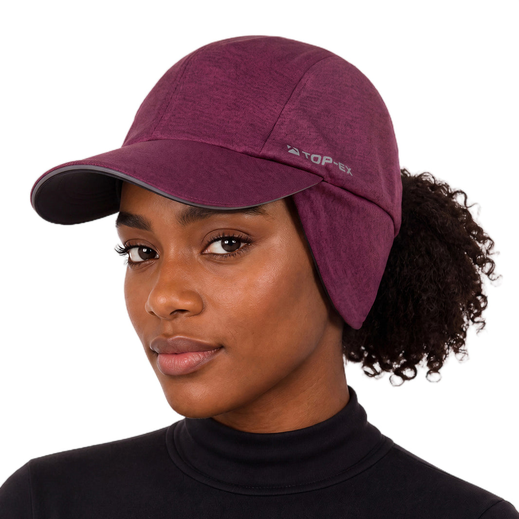 Water-Repellent Winter Baseball Cap with Ear Flap & Ponytail Hole