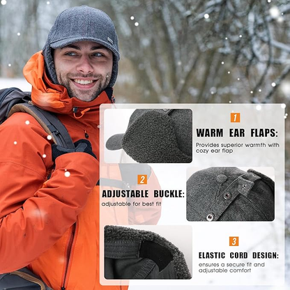 Wool Fleece Earflap Baseball Cap – Warm Winter Hat