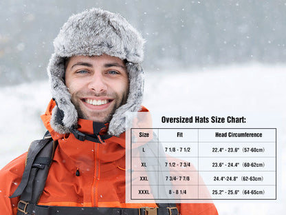 100% Rabbit Fur Russian Ushanka Earflap Trapper Hat M/L/XL/XXL/3XL TOP-EX