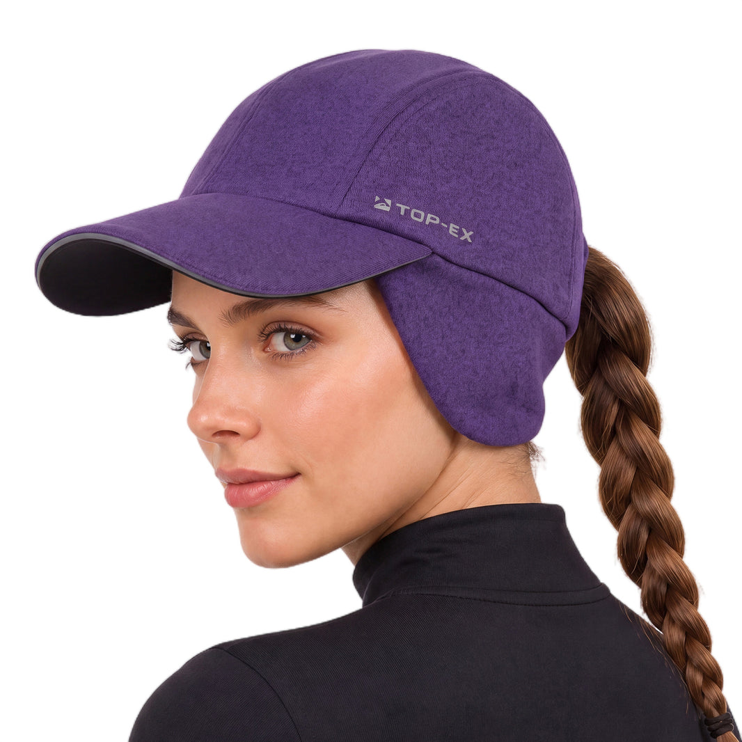 Water-Repellent Winter Baseball Cap with Ear Flap & Ponytail Hole