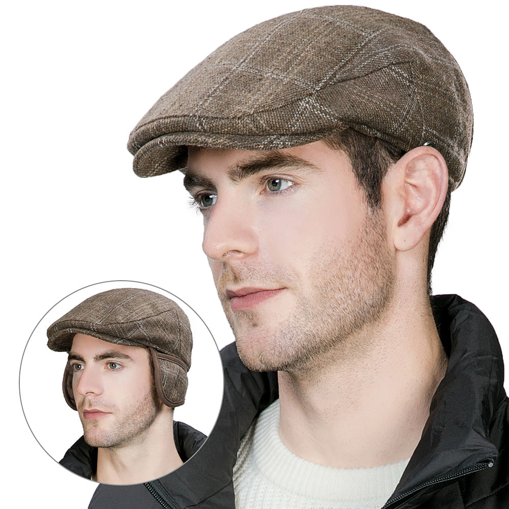 TOP-EX Mens Newsboy Flat Caps Wool Cap Earflap Hats TOP-EX