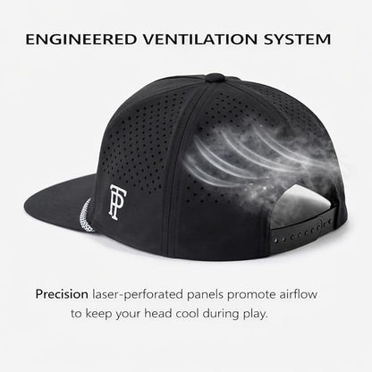 Black American Flag Flat Bill Golf Cap UVCoolix™ Snapback