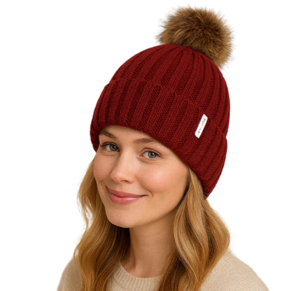DryKnit™ Waterproof Pom Beanie – Fleece Lined Winter Hat