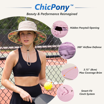 ChicPony™ UVCoolix Cooling Ponytail Bucket Sun Hat