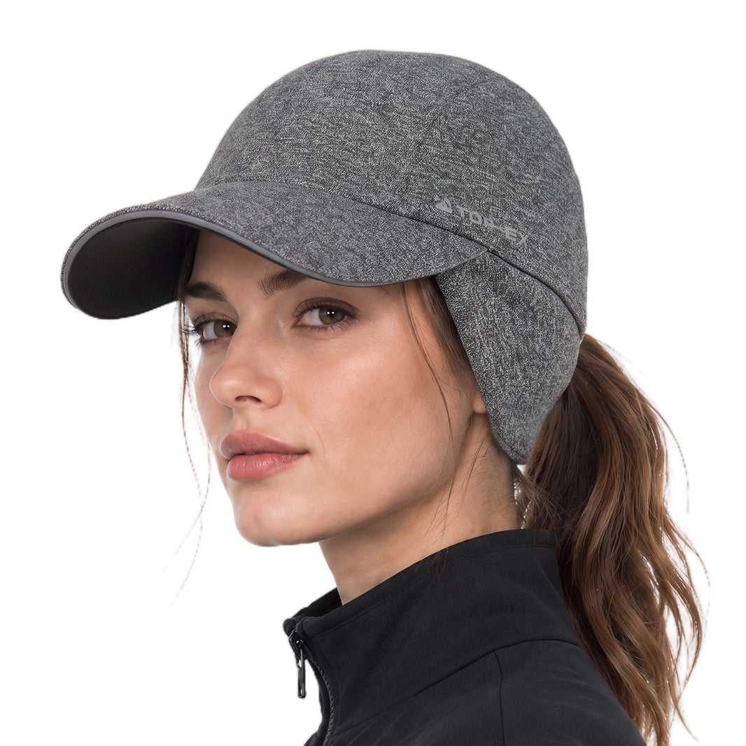 Water-Repellent Winter Baseball Cap with Ear Flap & Ponytail Hole