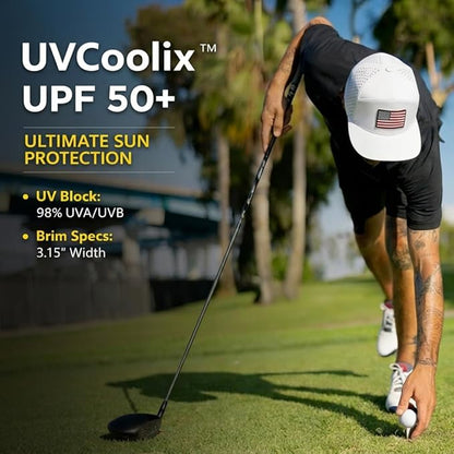 White American Flag Flat Bill Golf Cap UVCoolix™ Cooling
