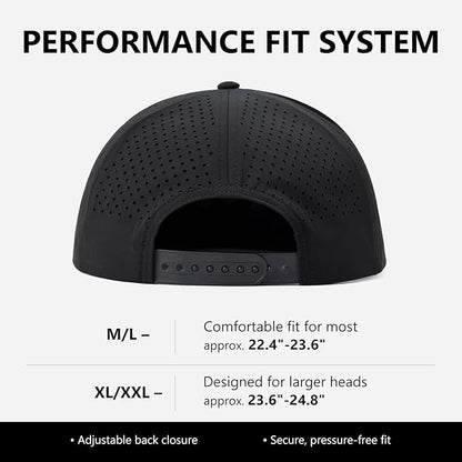 Uvcoolix™ Waterproof Golf Snapback Hat for Men Breathable Flat Bill Cap XL XXL