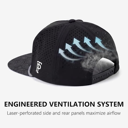 Black Paisley Flat Bill Golf Cap UVCoolix™ Cooling