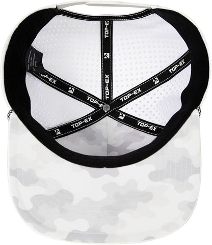 Grey Camo White American Flag Flat Bill Golf Cap