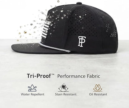 Black American Flag Flat Bill Golf Cap UVCoolix™ Snapback