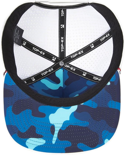 Blue Camo American Flag Flat Bill Golf Cap