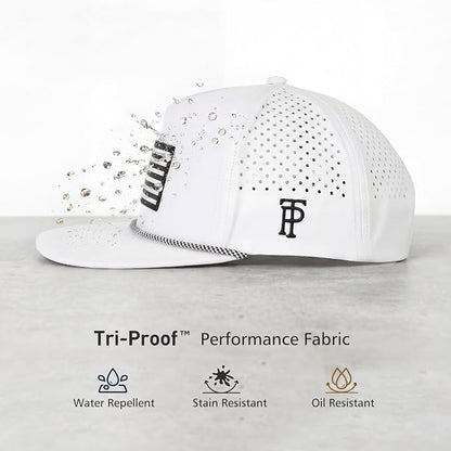 Grey Camo White American Flag Flat Bill Golf Cap