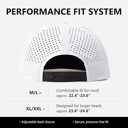 White Black Flag Flat Bill Golf Cap UVCoolix™ Snapback