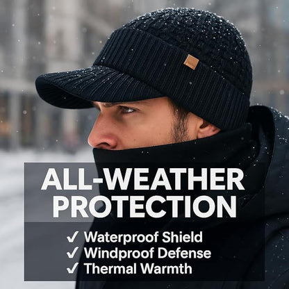 DryKnit™ Waterproof Merino Wool Beanie & Neck Warmer Set – Fleece Lined Winter Hat