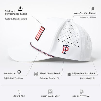White American Flag Rope Golf Cap UVCoolix™ Snapback
