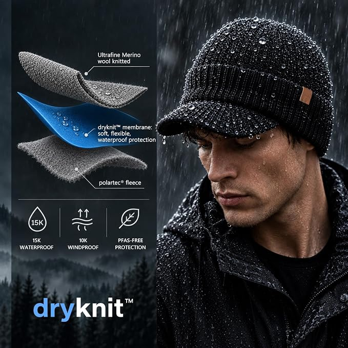 DryKnit™ x Polartec® | StormShield Merino Wool Visor Beanie