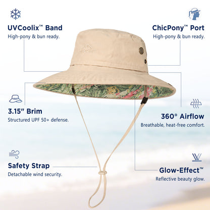 ChicPony™ UVCoolix Cooling Ponytail Bucket Sun Hat
