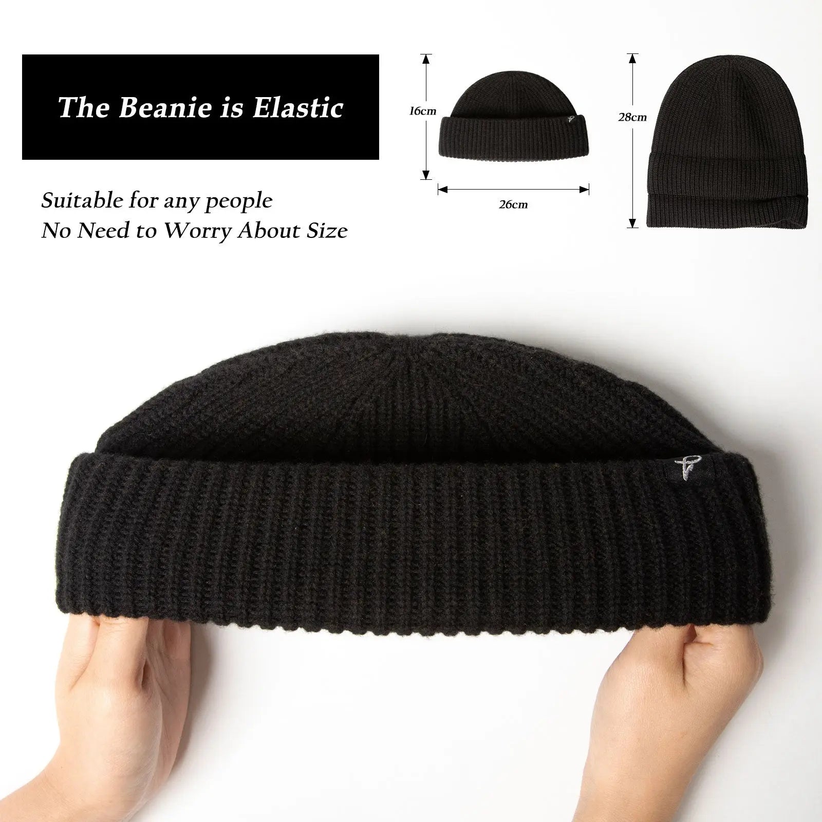 Merino Wool Short Fisheman Beanie L/XL/XXL TOP-EX