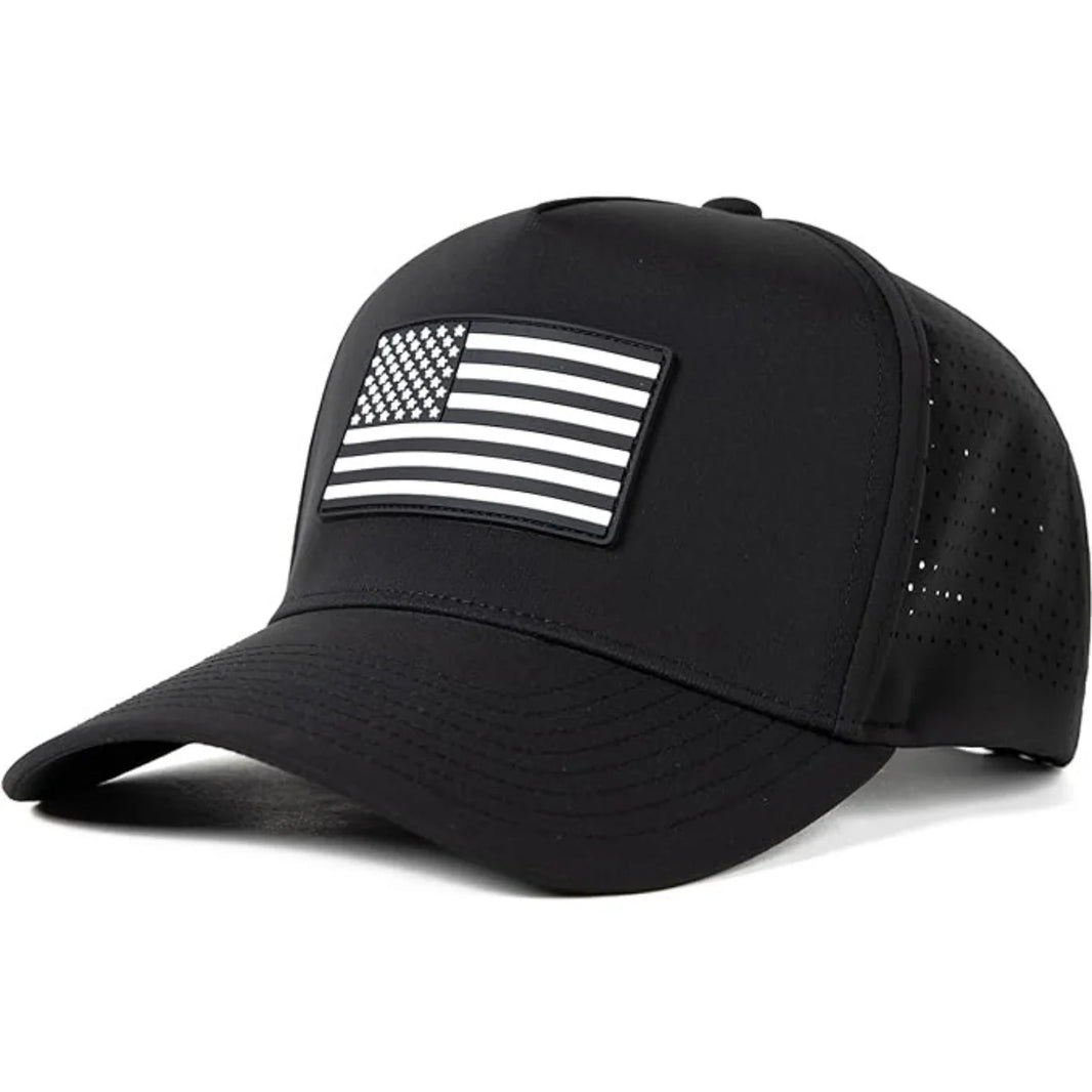 Black American Flag Baseball Cap UVCoolix™ Cooling Snapback